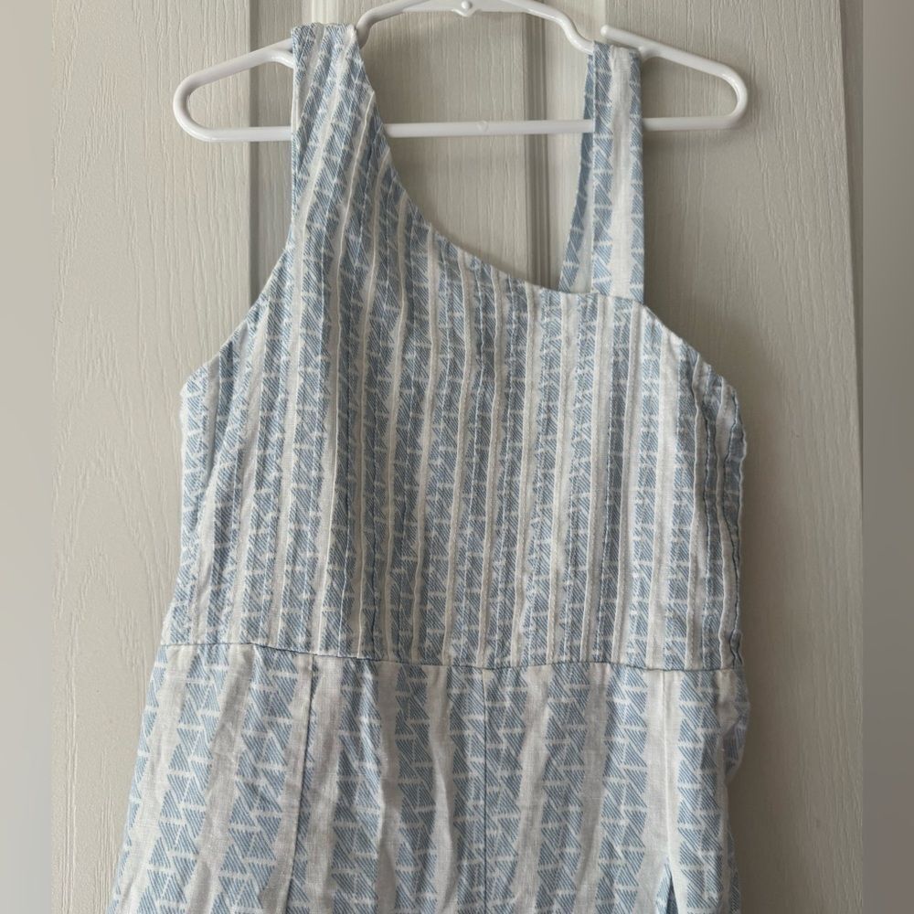 Geo Print Asymmetrical Jumpsuit, Blue - Picture 5 of 9